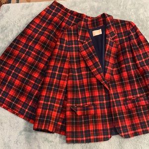 Vintage Pendleton 100% Wool Plaid Skirt Suit